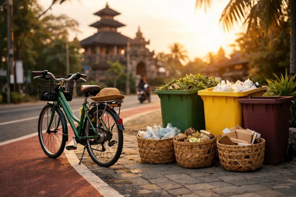 Ville durable : pistes cyclables – tri et mobilité douce à Denpasar