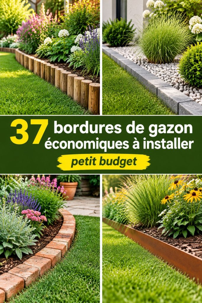 Exemple de bordures de jardin économiques en bois et pierres naturelles