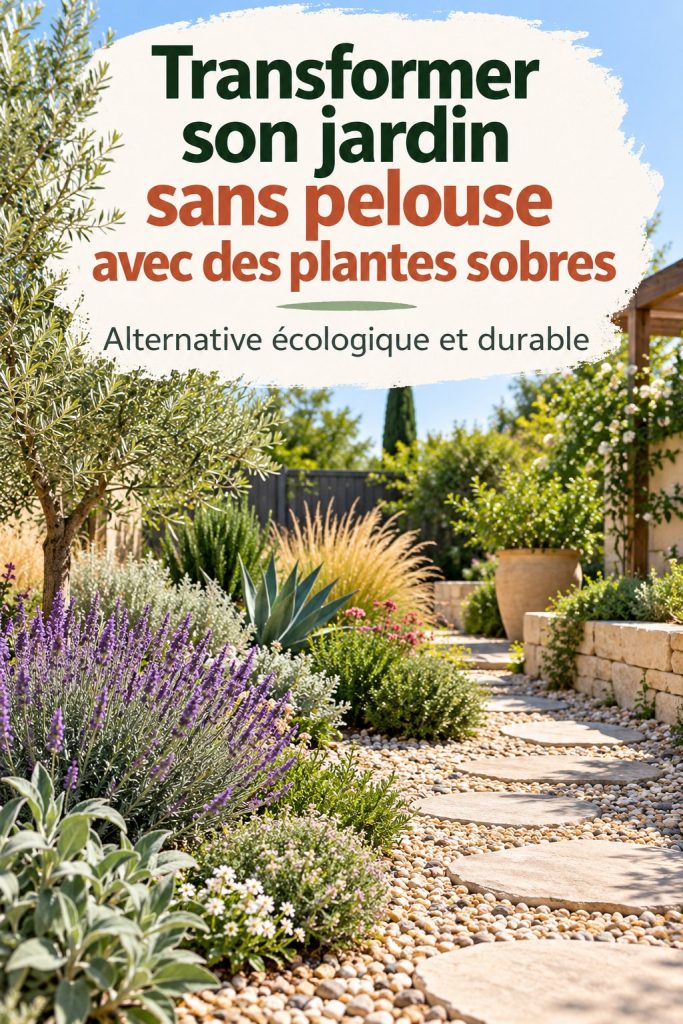 Un jardin à Bordeaux avec des plantes résistantes à la sécheresse, offrant une alternative durable au gazon.